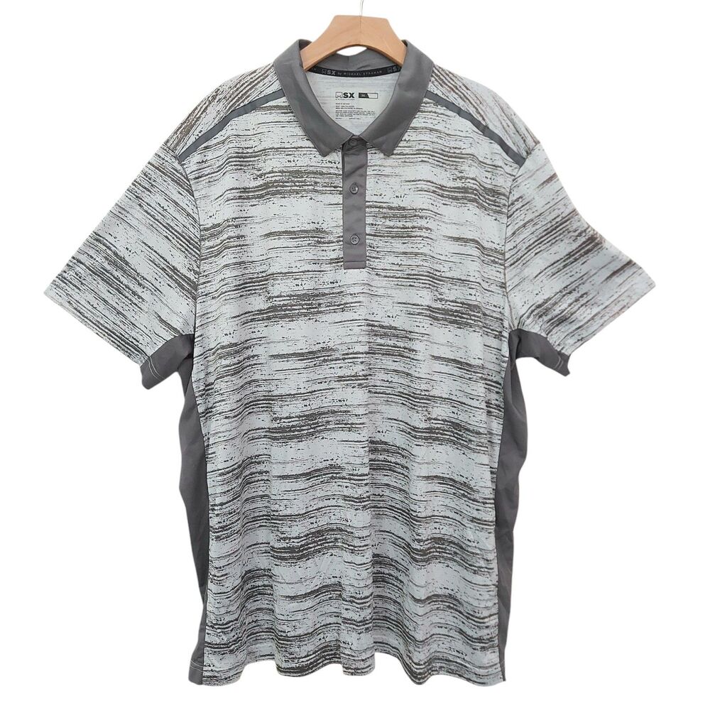MSX by Michael Strahan Polo Shirt Mens 3XL Gray Short Sleeve Performance Golf
